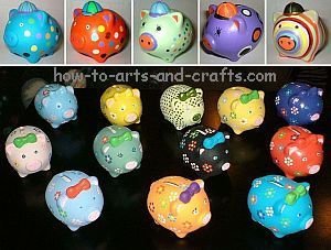 Hand painted bisque mini piggy banks.